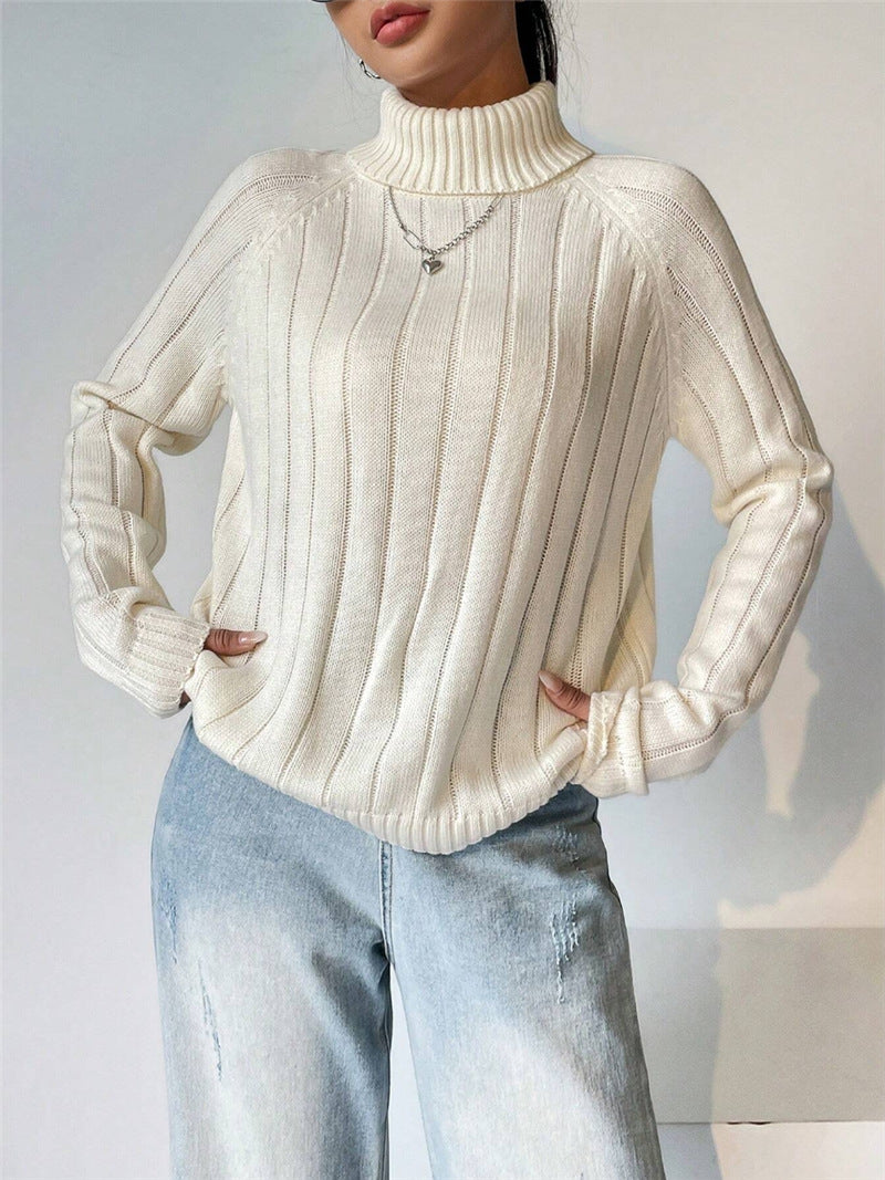 Damen Strickpullover mit hohem Kragen Stalluxe