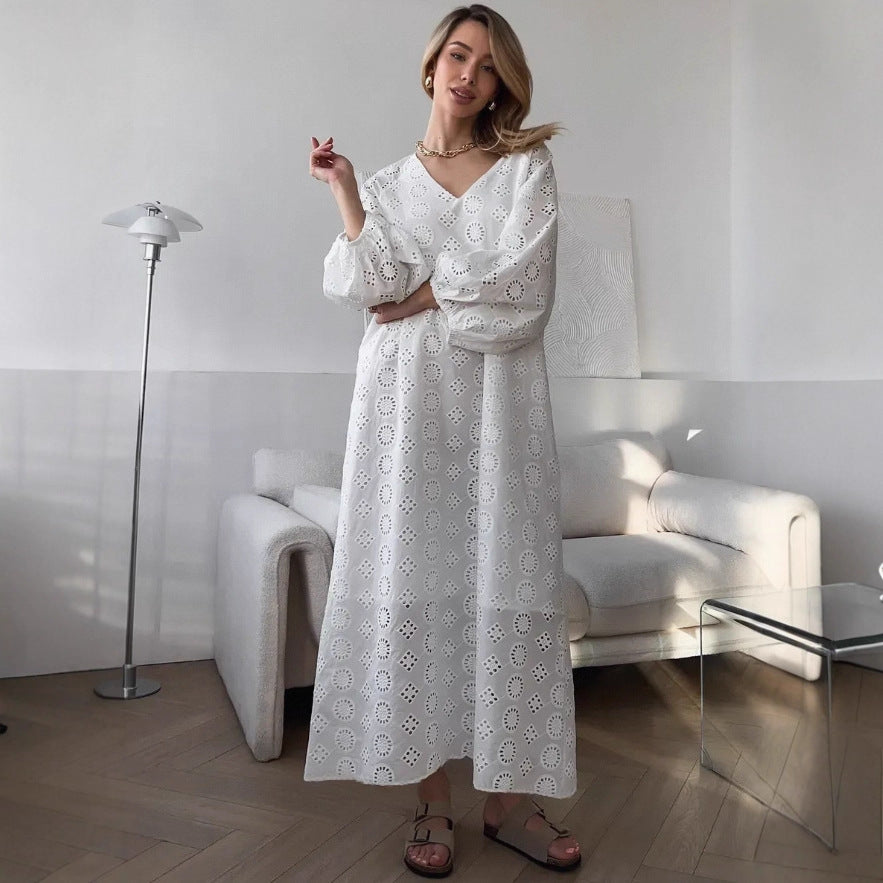 Damen Elegantes Luftiges Strandkleid mit Stickereidetails Stalluxe
