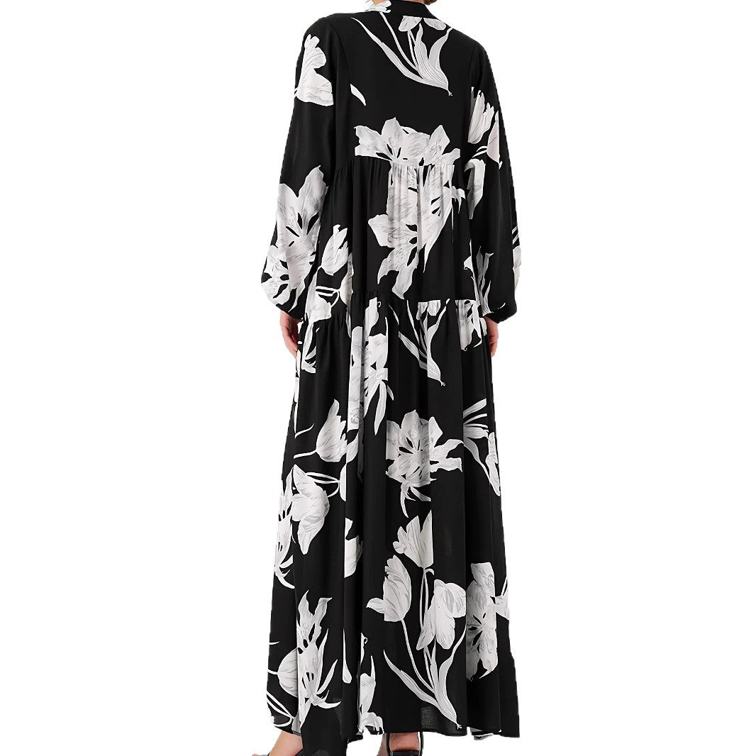 Damen Maxikleid mit floralem Print und elegantem Knopfdesign Stalluxe
