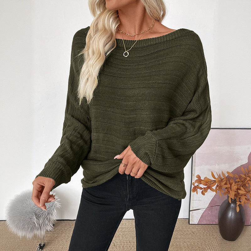 Damen lässiger Pullover mit schulterfreiem Design und voluminösen Ärmeln Stalluxe