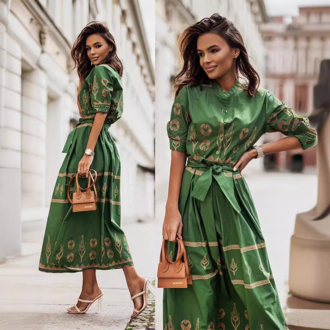 Damen Maxikleid mit kunstvollem Muster Stalluxe