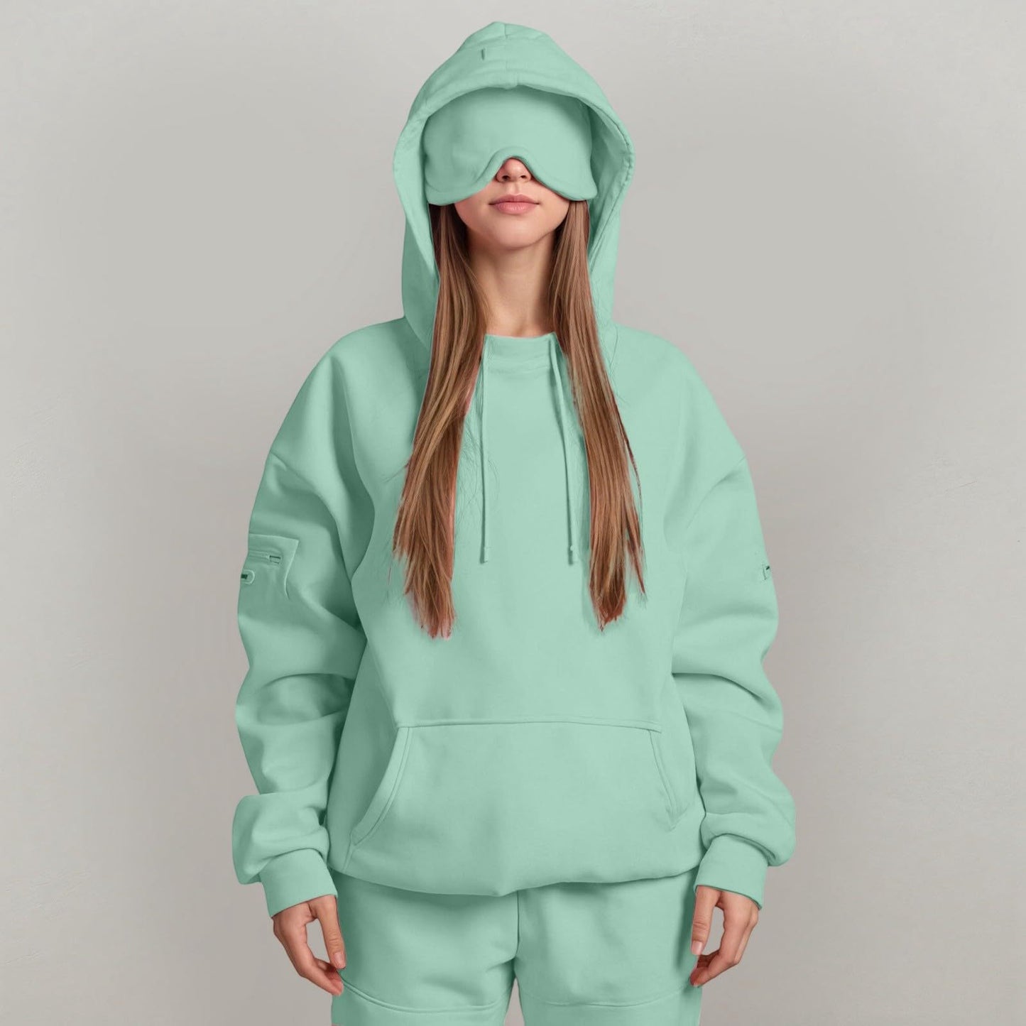 Damen kuscheliger Oversized Hoodie mit integrierter Augenmaske Stalluxe