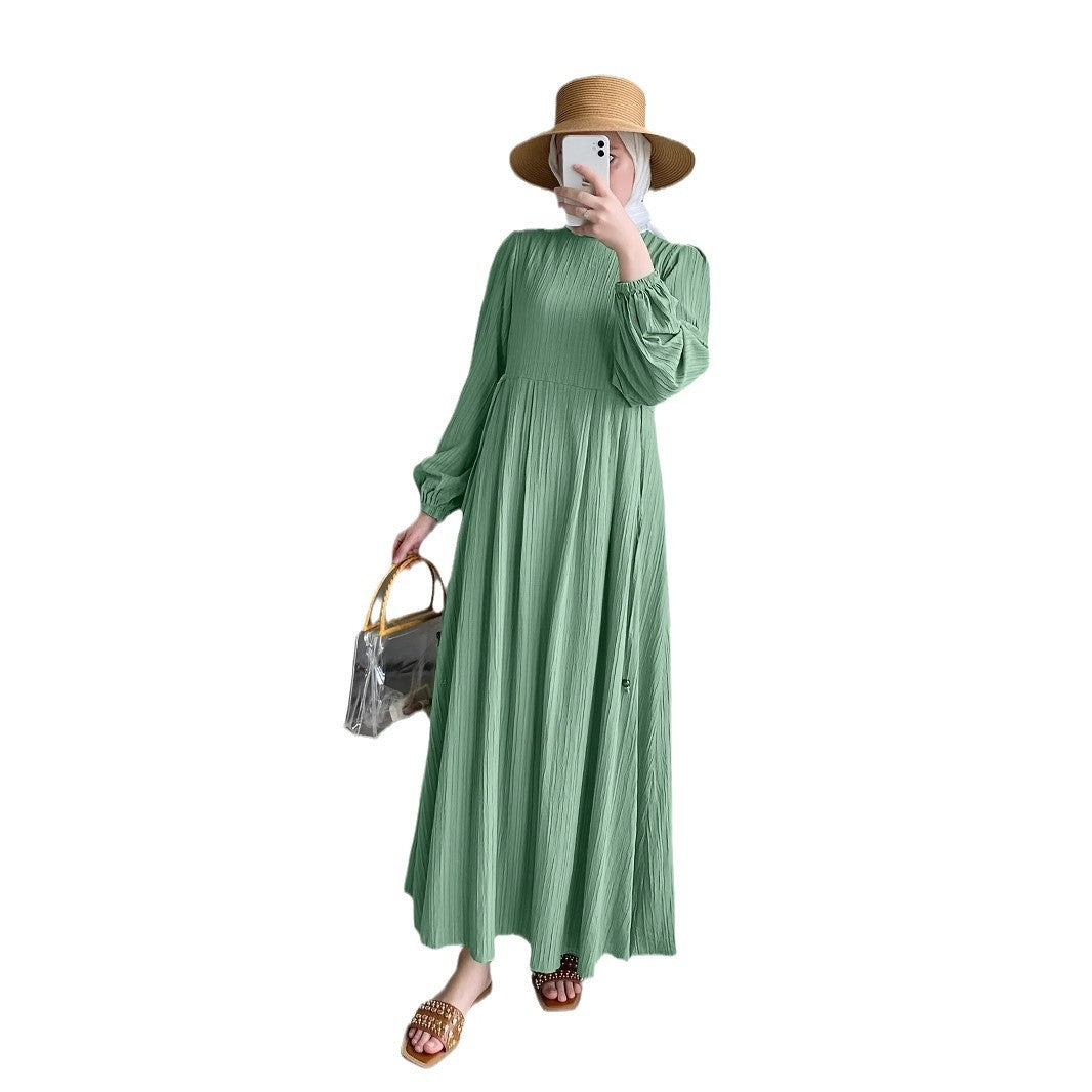 Damen Maxikleid mit raffiniertem Faltenwurf und elastischen Ärmeln Stalluxe