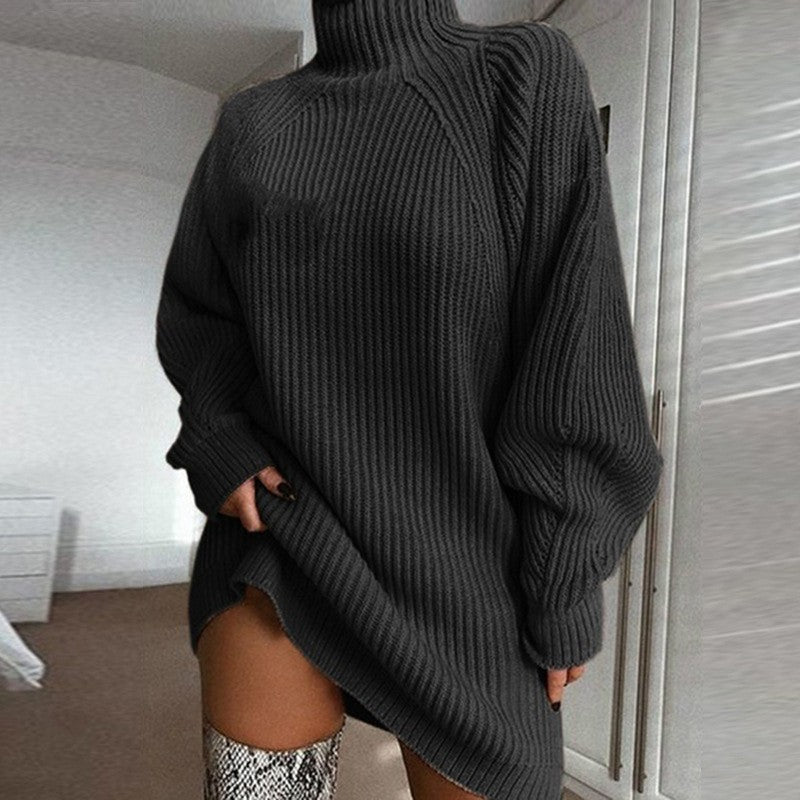 Damen Oversized Strickpullover mit hohem Kragen Stalluxe
