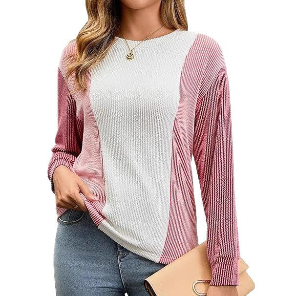 Damen lässiges Oversized-Strickoberteil mit einzigartigem Farbblockdesign Stalluxe