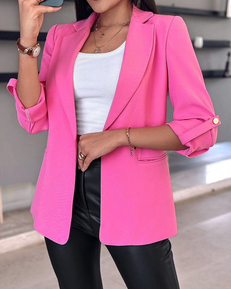 Damen elegante Blazerjacke mit modernen Knopfdetails und lockerer Passform Stalluxe