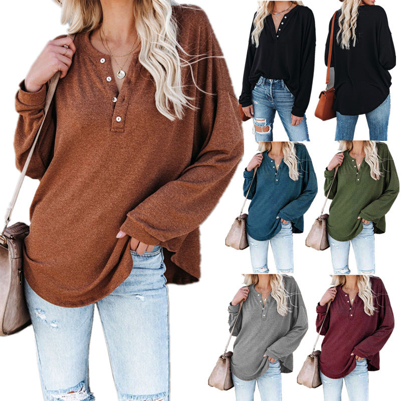 Damen Langarmshirt mit Knopfdetail und lässigem Schnitt Stalluxe