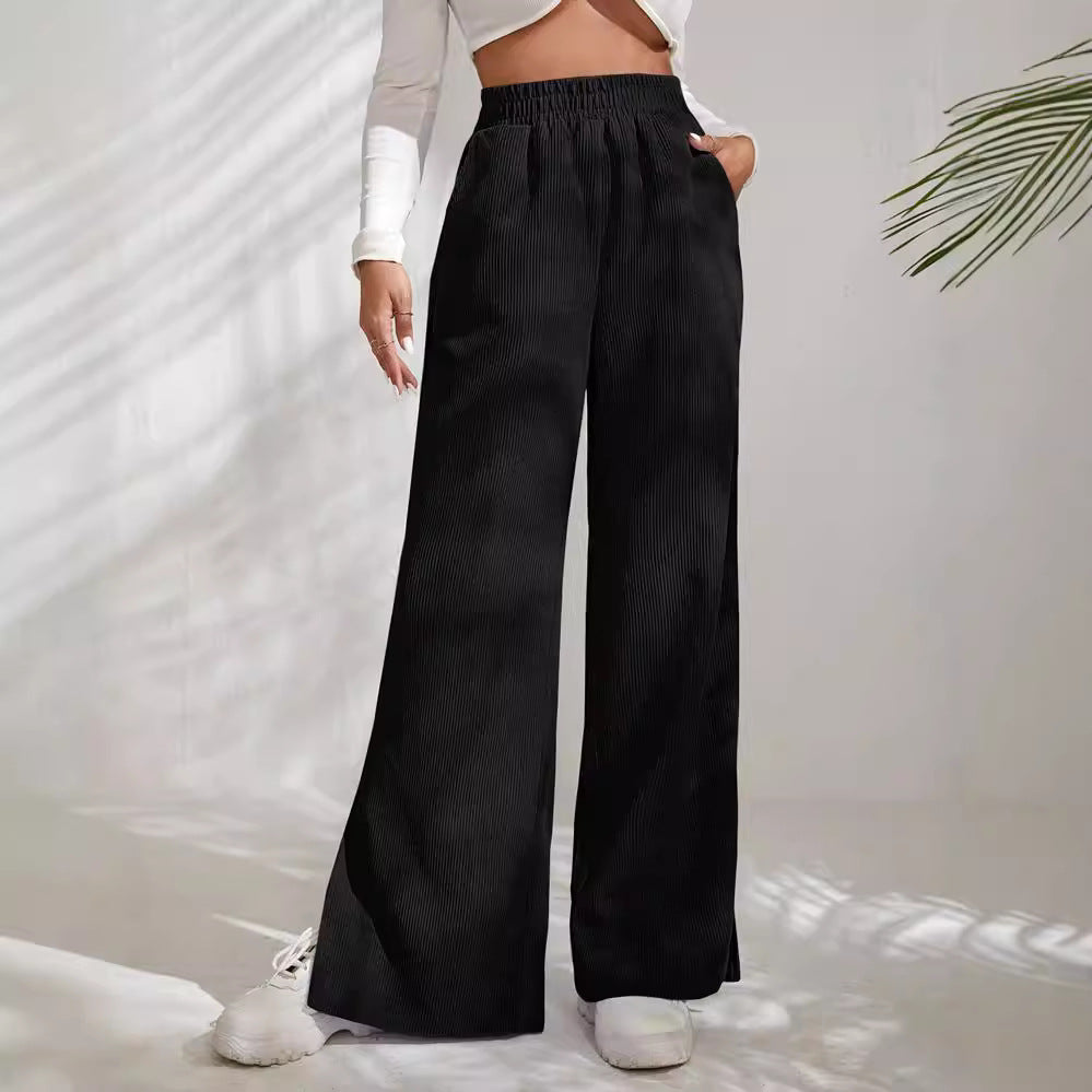 Women's Ribbed Wide-Leg Trousers Stalluxe