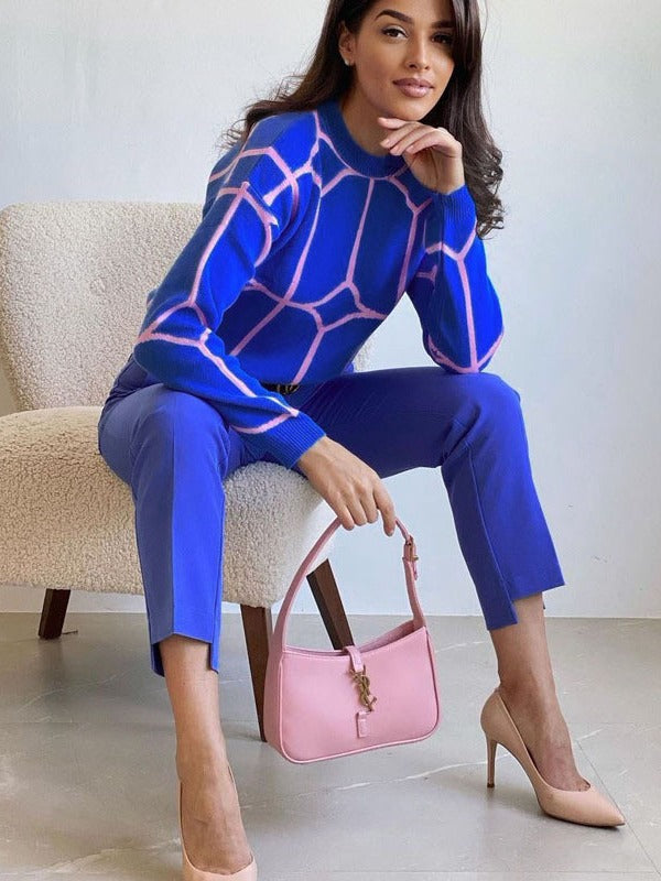 Damen Modischer Strickpullover mit auffälligem geometrischem Design Stalluxe