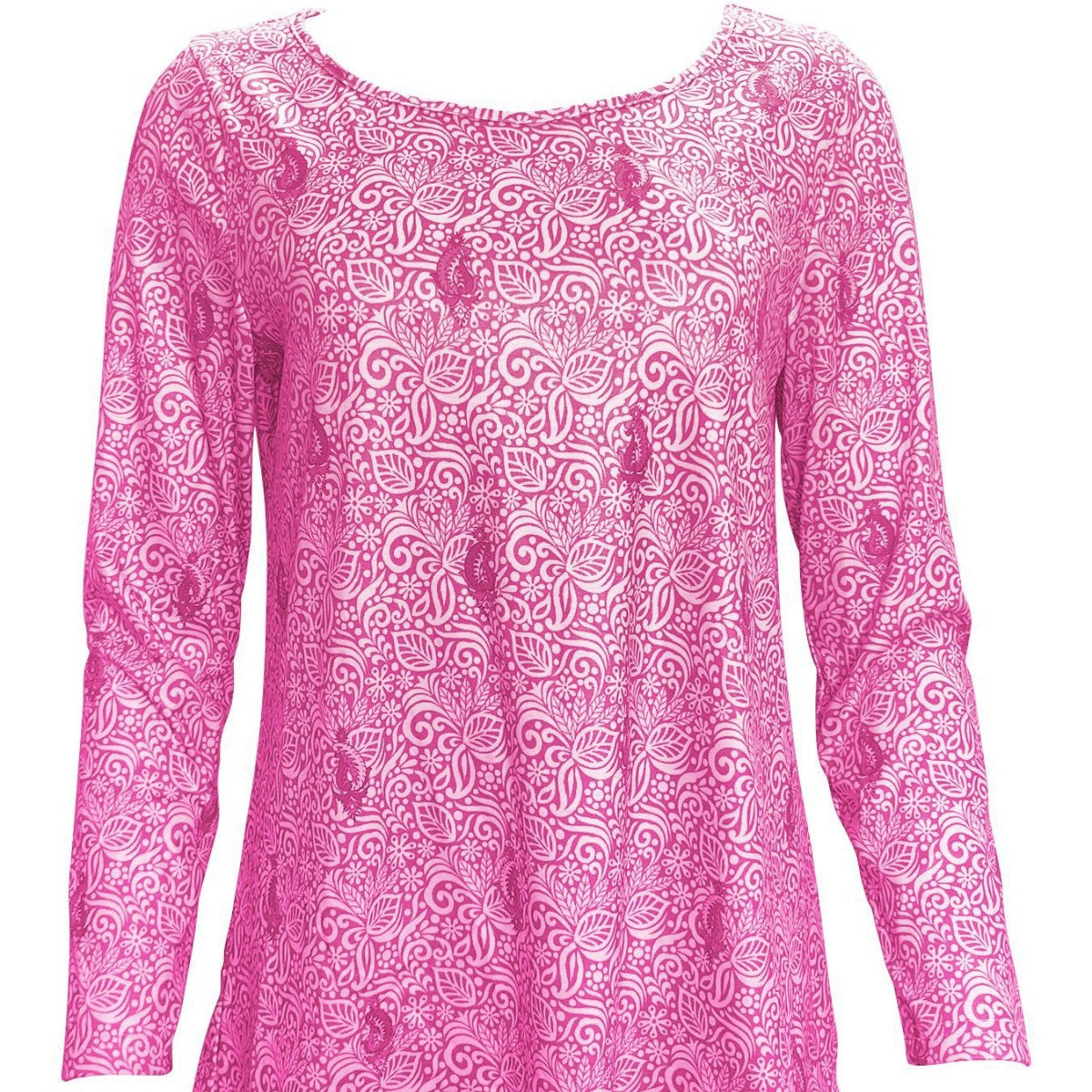 Damen Einfache Langarmbluse mit floralem Design und runder Ausschnitt Stalluxe