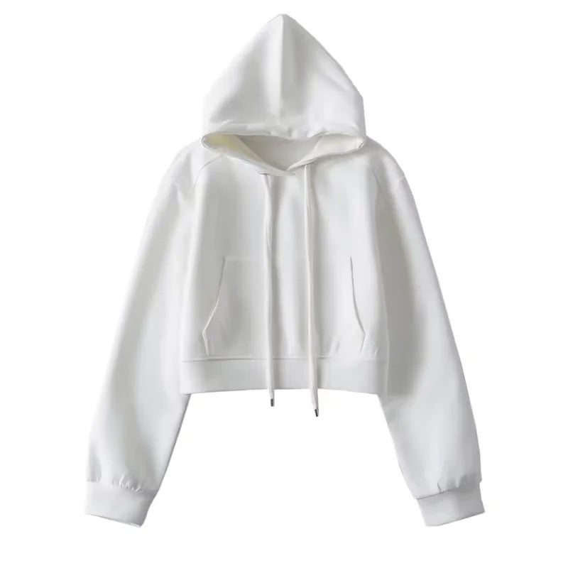 Damen modischer cropped Kapuzenpullover aus sweatshirt Material Stalluxe