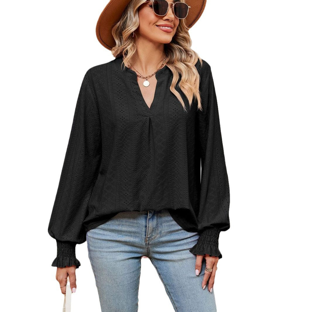 Damen Blusenshirt mit Lochmuster und eleganter Passform Stalluxe