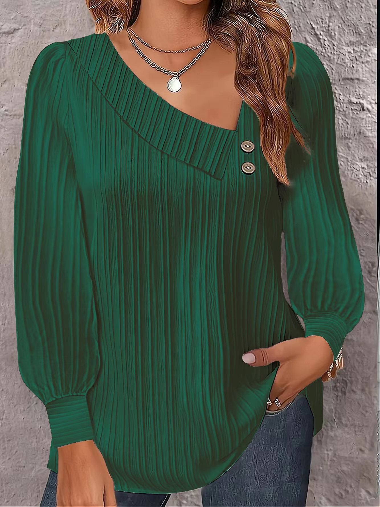 Damen Elegante Oberteil mit strukturiertem Rippdesign und Knopfdetails Stalluxe