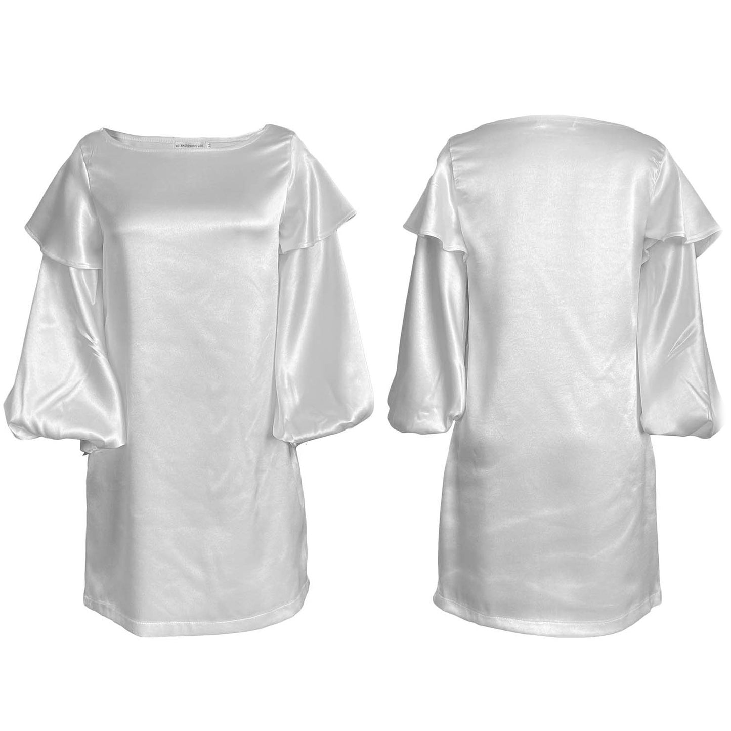 Damen elegantes Kleid mit schwingenden Volumenärmeln Stalluxe