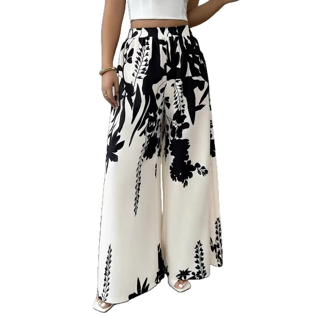 Damen Palazzo-Hose mit floralem Muster und elastischem Taillenbund Stalluxe