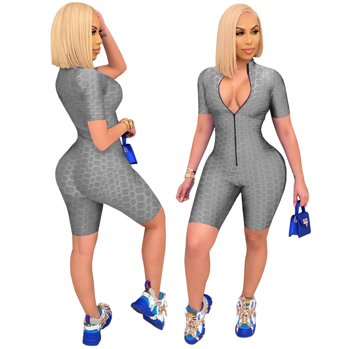Damen Sportlicher Jumpsuit mit Reißverschluss und figurbetontem Schnitt Stalluxe