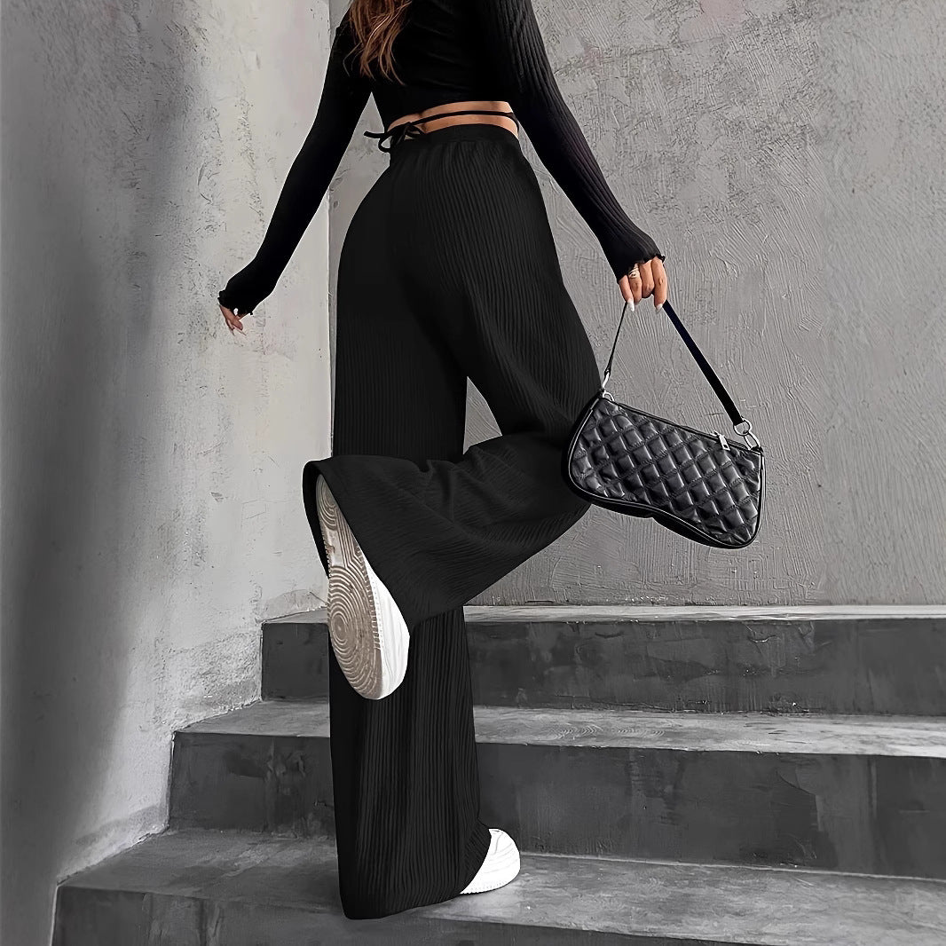 Damen weite Pünktchenhose mit elastischem Bund und schickem Plissée Stalluxe