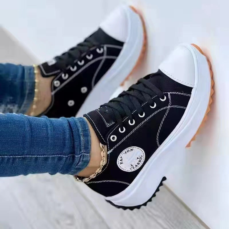 Damen Sportliche Canvas Sneakers im urbanen Design mit Gummisohle Stalluxe