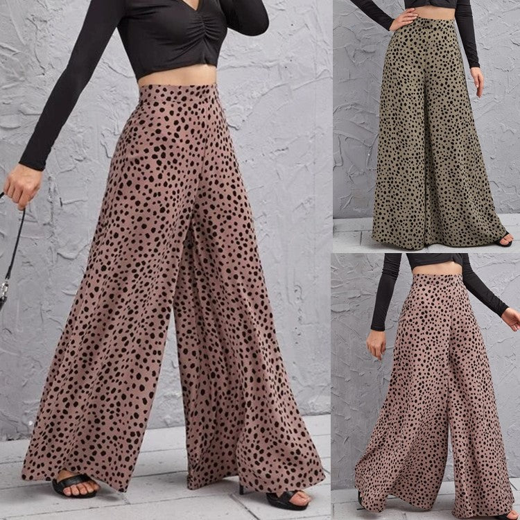 Damen Weit geschnittene Palazzo-Hose mit gepunktetem Design Stalluxe