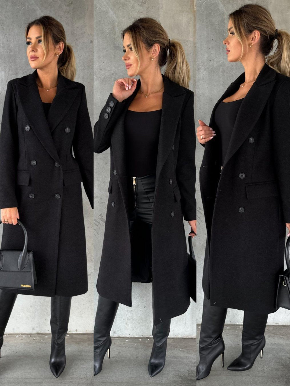 Damen Eleganter Mantel mit doppelter Knopfleiste Stalluxe