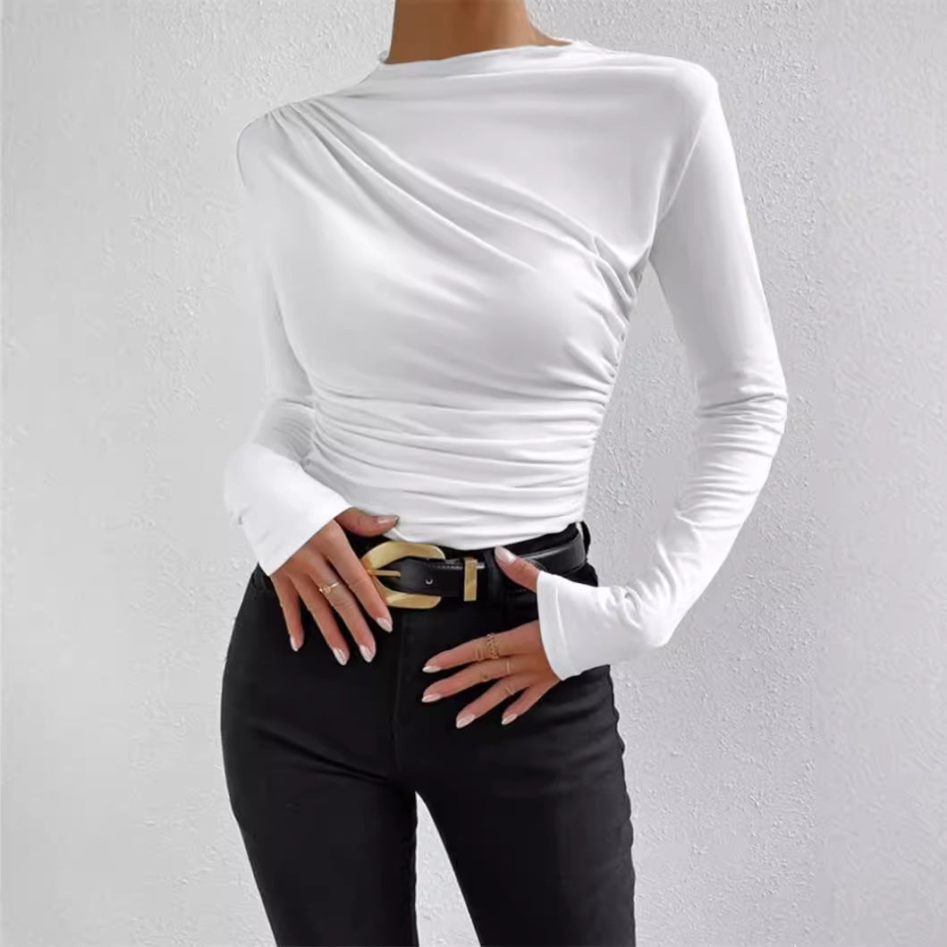Damen Langarmshirt mit raffiniertem Drapé-Design Stalluxe