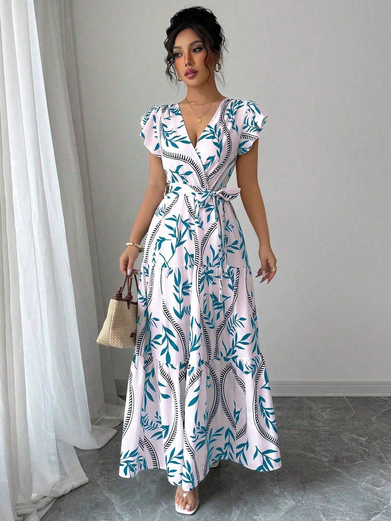 Damen Maxikleid mit floralem Muster Stalluxe