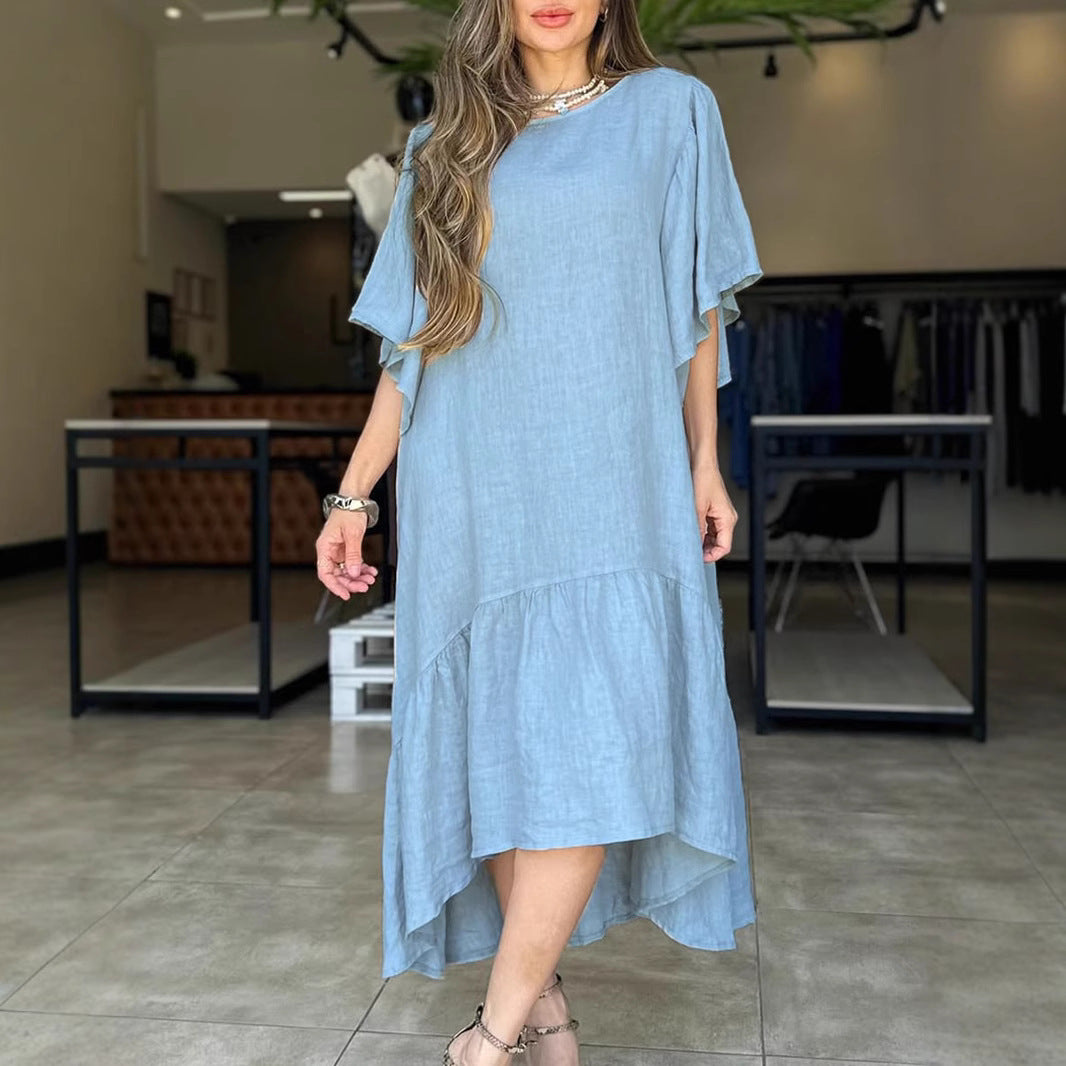 Damen luftiges Maxikleid mit asymmetrischem Saum und Volants Stalluxe