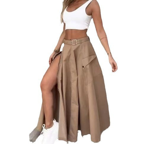 Damen Maxi-Rock mit praktischen Taschen und hohem Schlitz Stalluxe
