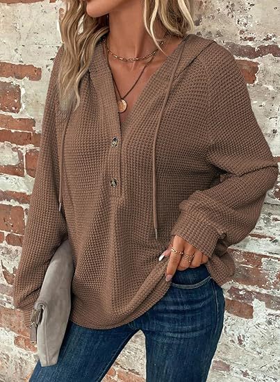 Damen lässiger Hoodie mit Knopfdetails und weit geschnittenen Ärmeln Stalluxe