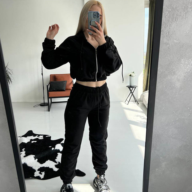 Damen Fleece-Sweatanzug mit Kapuze und elastischem Bund Stalluxe