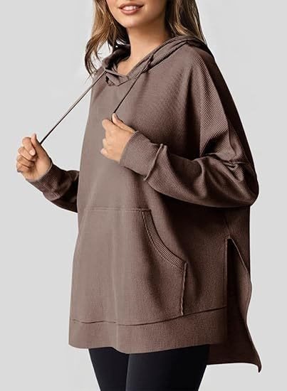 Damen Oversized Kapuzenpullover mit seitlichen Schlitzen und praktischen Taschen Stalluxe