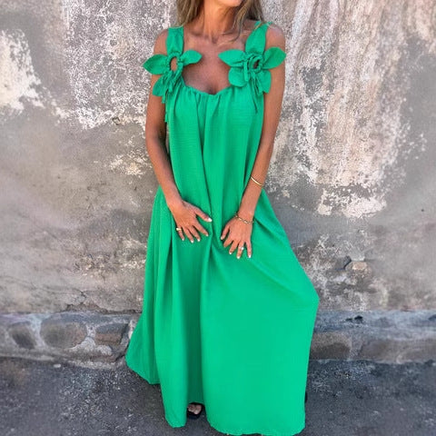 Damen Maxikleid mit verspielten Blumenapplikationen Stalluxe