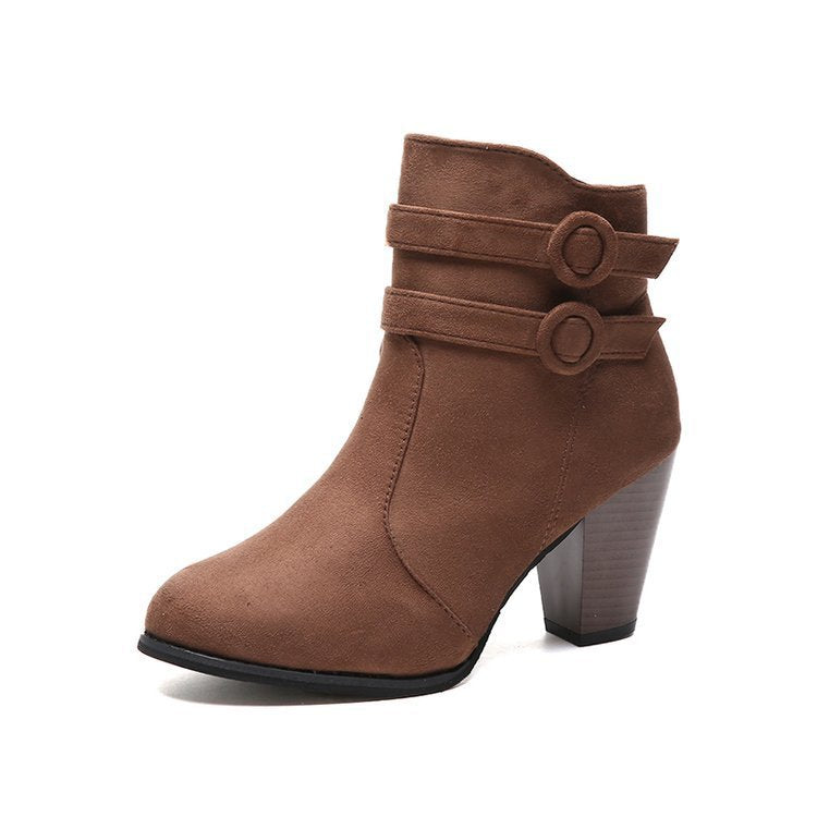Damen Elegante Ankle Boots mit modischer Knopfdekoration und komfortablem Blockabsatz Stalluxe