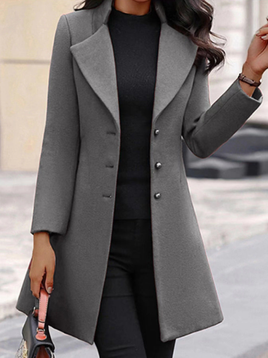 Damen eleganter Langblazer mit strukturiertem Revers Stalluxe