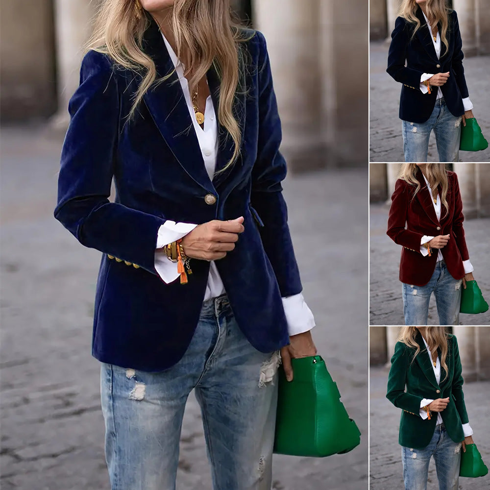 Damen Samt Blazer mit einem eleganten Schnitt Stalluxe