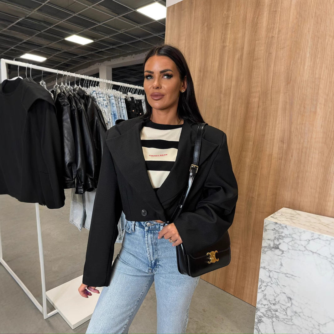 Damen Modische Kapuzenjacke im Oversize-Schnitt mit doppelter Knopfverschluss Stalluxe