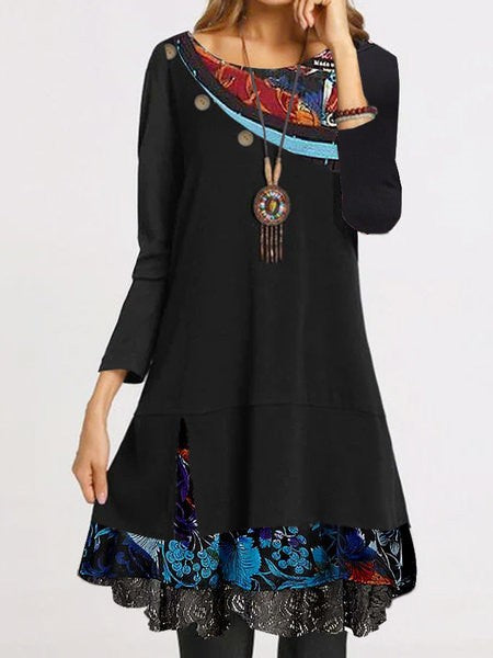 Damen Langärmliges Tunika-Kleid mit originellem Design und dekorativen Details Stalluxe