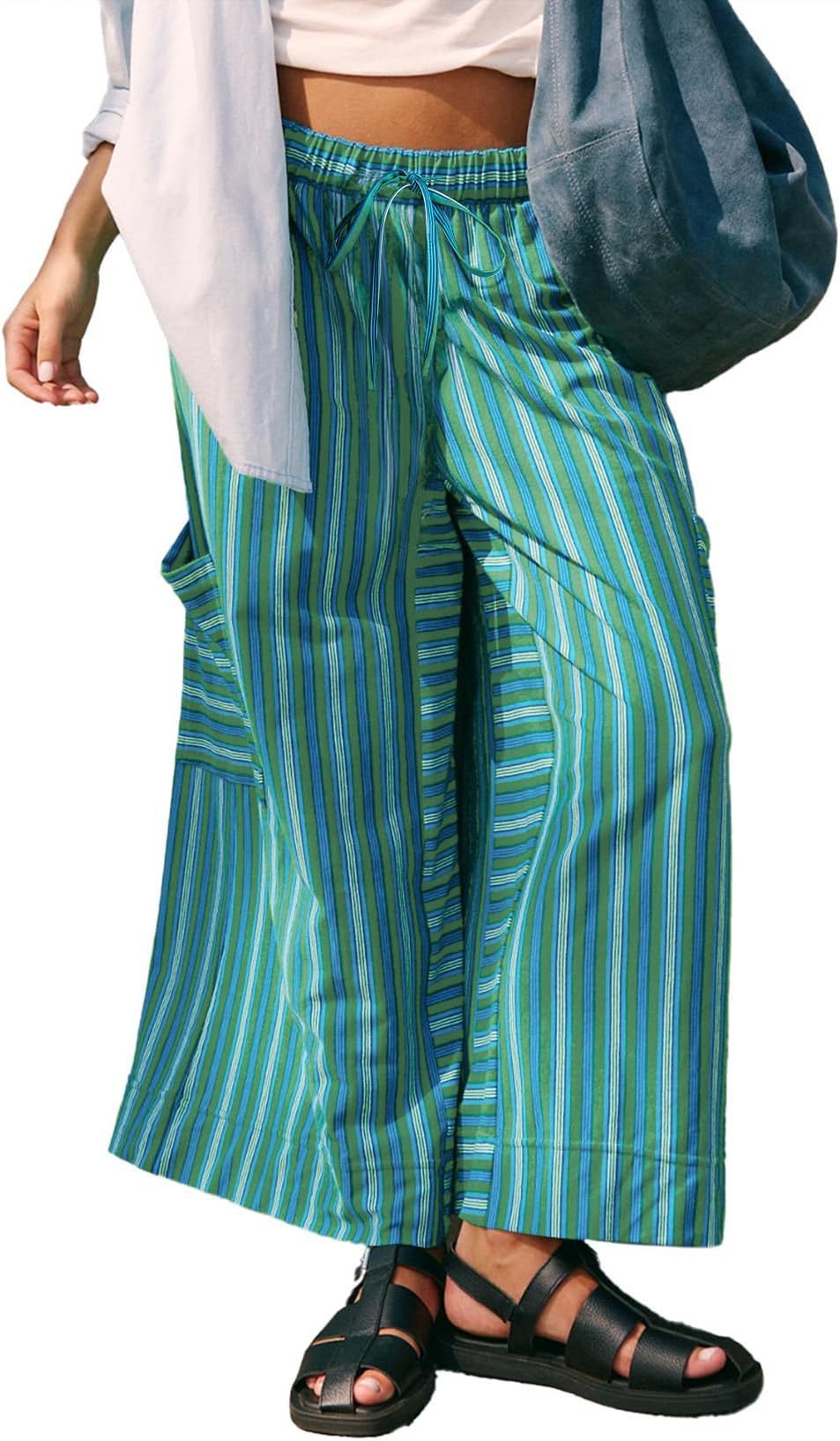 Women's Striped Wide-Leg Trousers Stalluxe