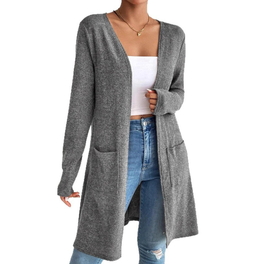 Damen lässige Strickjacke mit seitlichen Taschen und weitem Schnitt Stalluxe