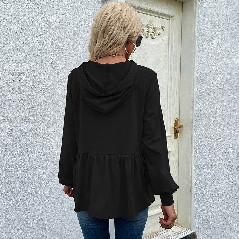 Damen lässiger Hoodie mit Rüschendetail und Kordelzug Stalluxe