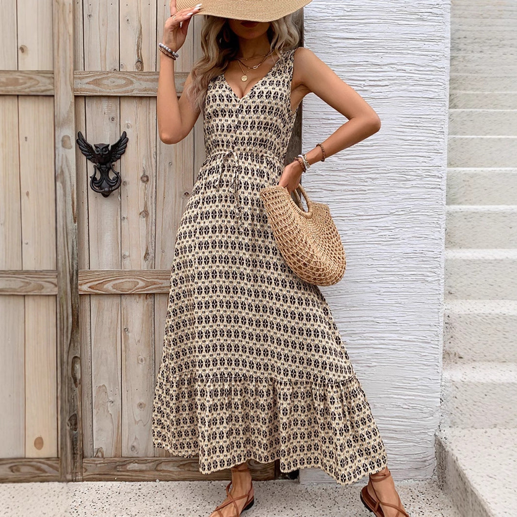 Damen Maxikleid mit verspieltem V-Ausschnitt und Rüschensaum Stalluxe