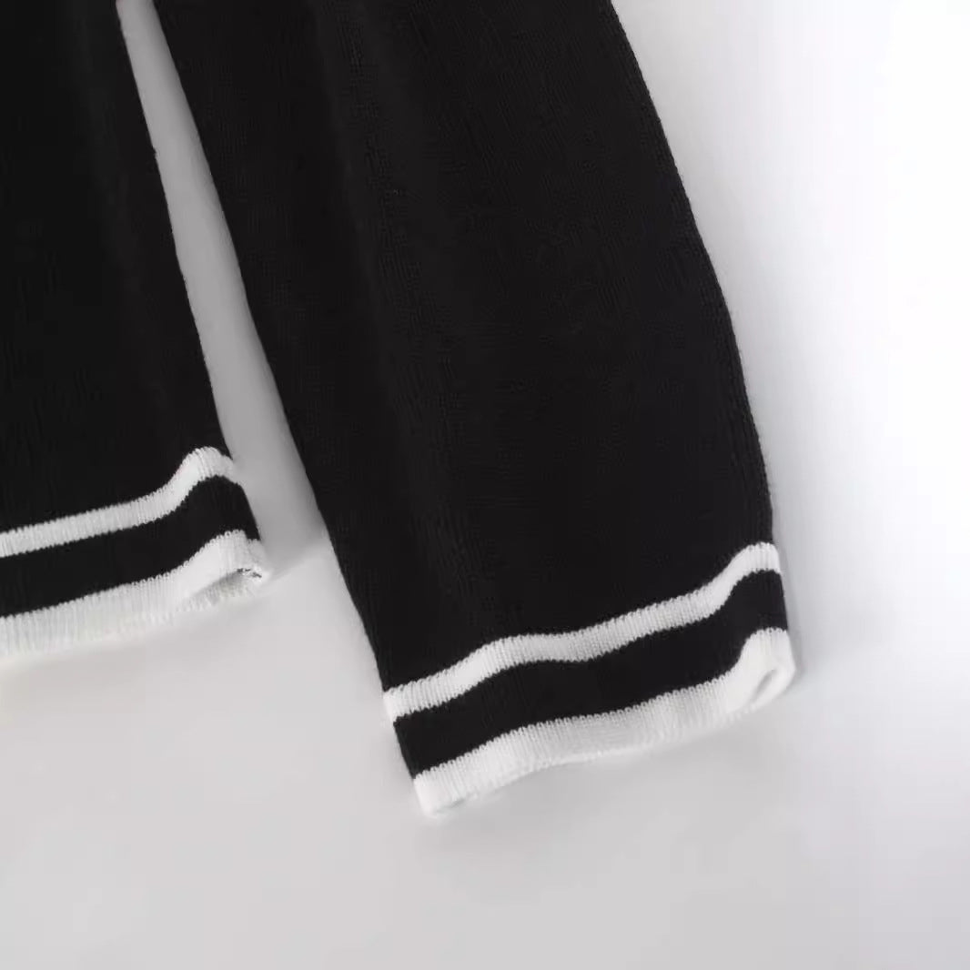 Damen eleganter und bequemer Strickjacke mit Kontraststreifen Stalluxe