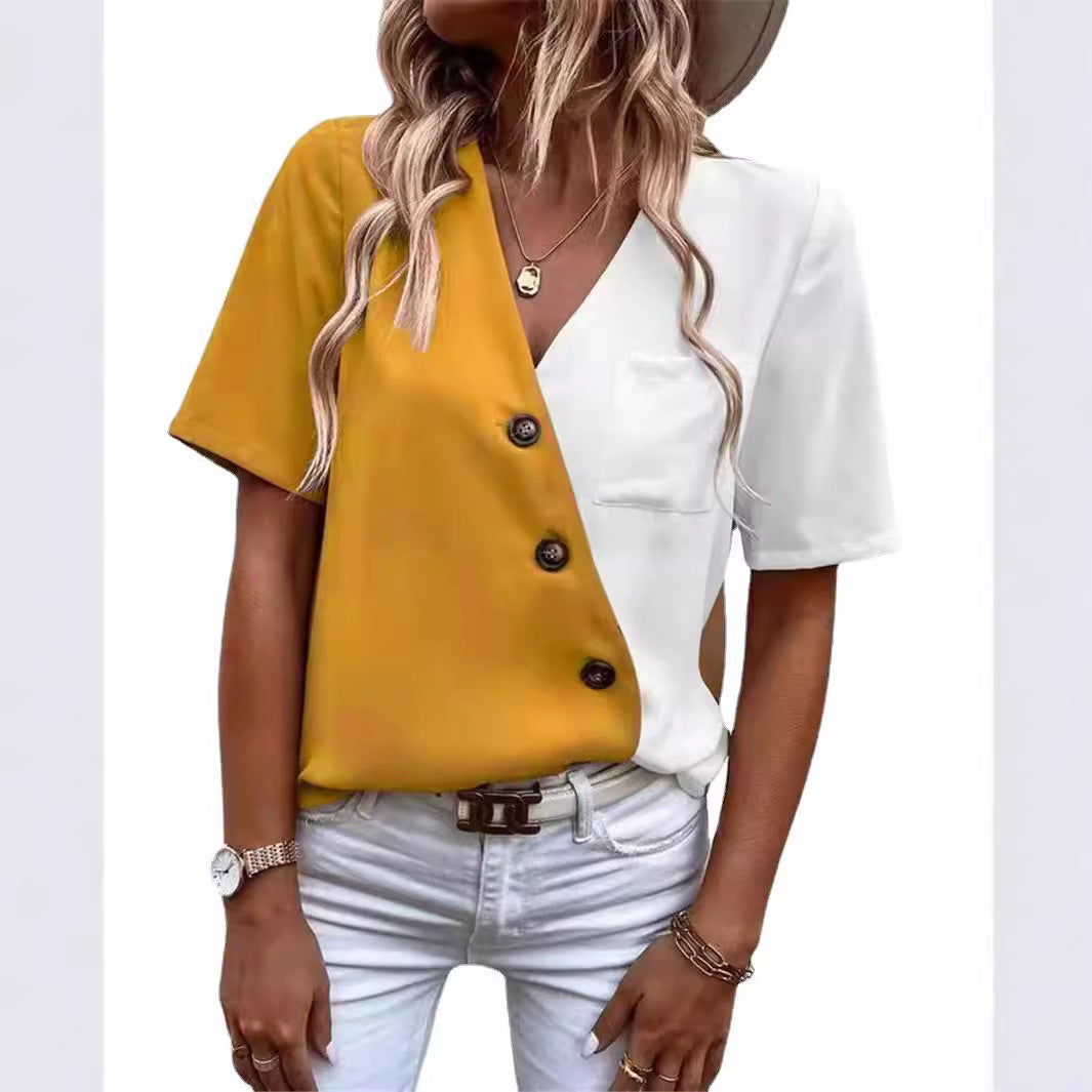 Damen Trendige Bluse mit asymmetrischem Schnitt und Knopfdetail Stalluxe