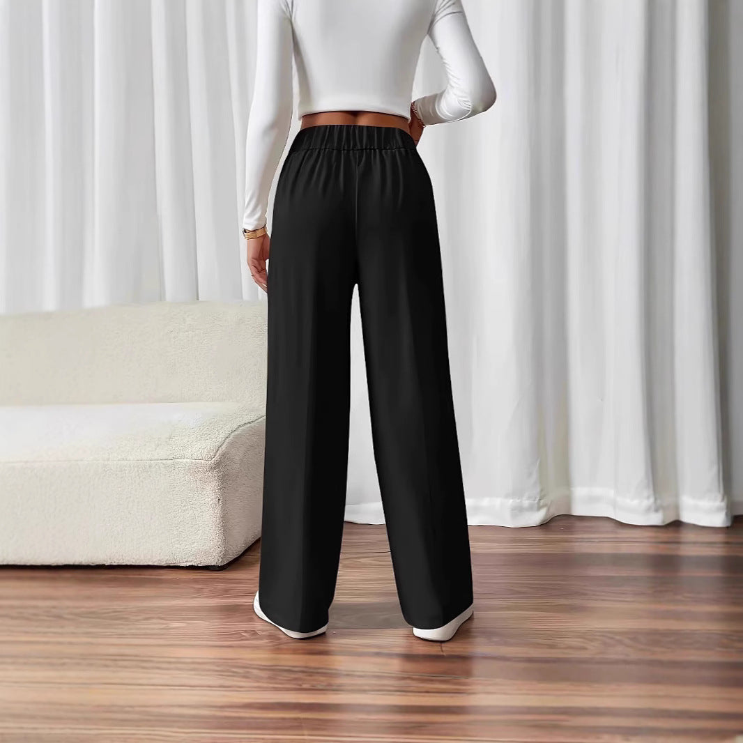Damen Hoch taillierte Palazzo-Hose mit seitlichen Taschen und dekorativen Knopfdetails Stalluxe