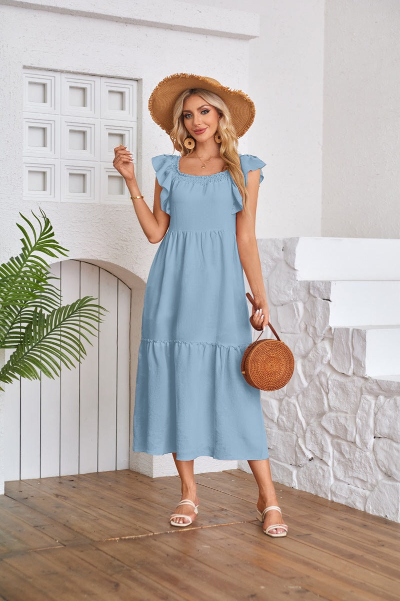 Damen Maxikleid mit Rüschendetails Stalluxe