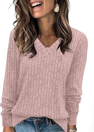 Damen Strickpullover mit V-Ausschnitt und strukturiertem Rippendesign Stalluxe