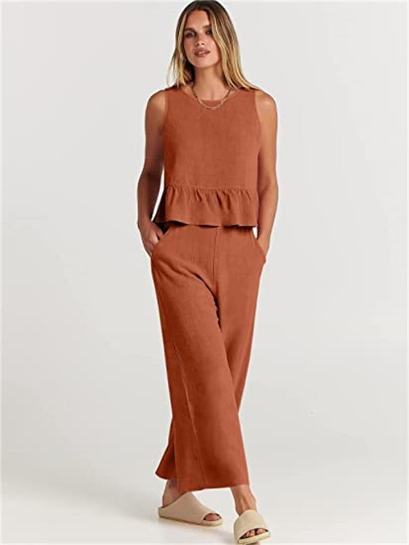 Damen Set mit lässigem Rüschendesign und weiten Hosen Stalluxe