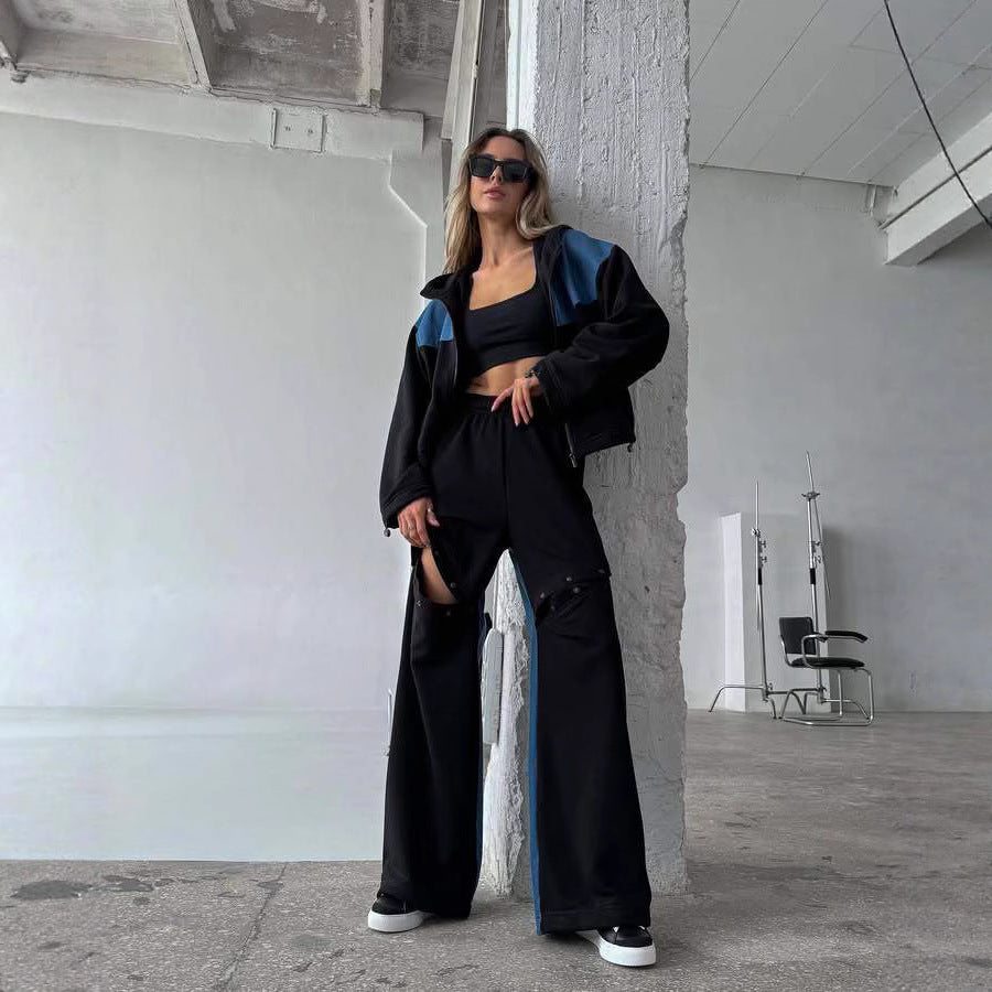 Damen sportliches Set mit modischem Farbblock-Design und lässiger Passform Stalluxe