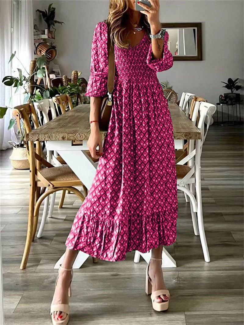 Damen Maxikleid mit voluminösen Ärmeln und elastischem Taillenzug Stalluxe