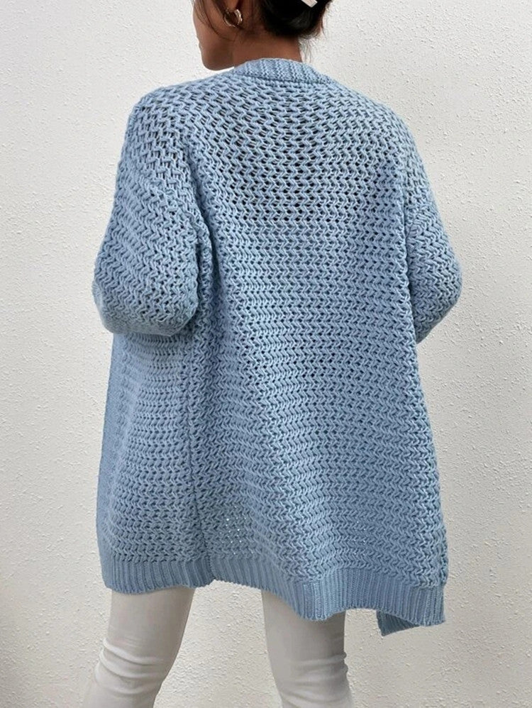 Damen Strickjacke mit offenem Schnitt und luxuriösem Texturmuster Stalluxe